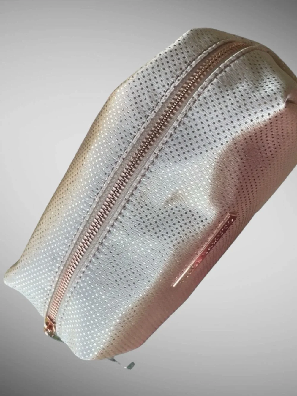 NWT Vince Camuto Rose Gold Metallic Cosmetic Makeup Travel Toiletry Bag
